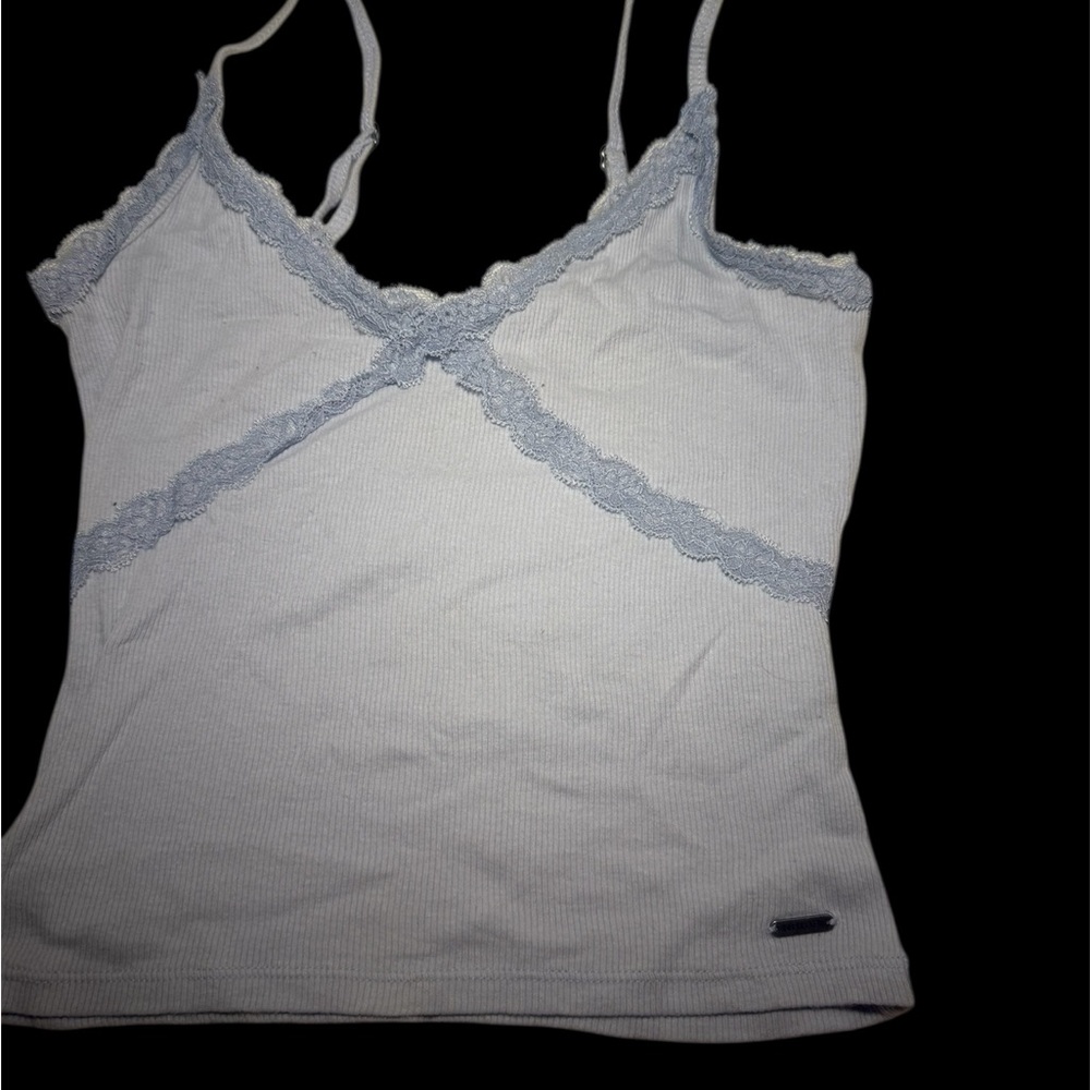 Hollister Blue Ruffled Fitted Sleeveless Camisole